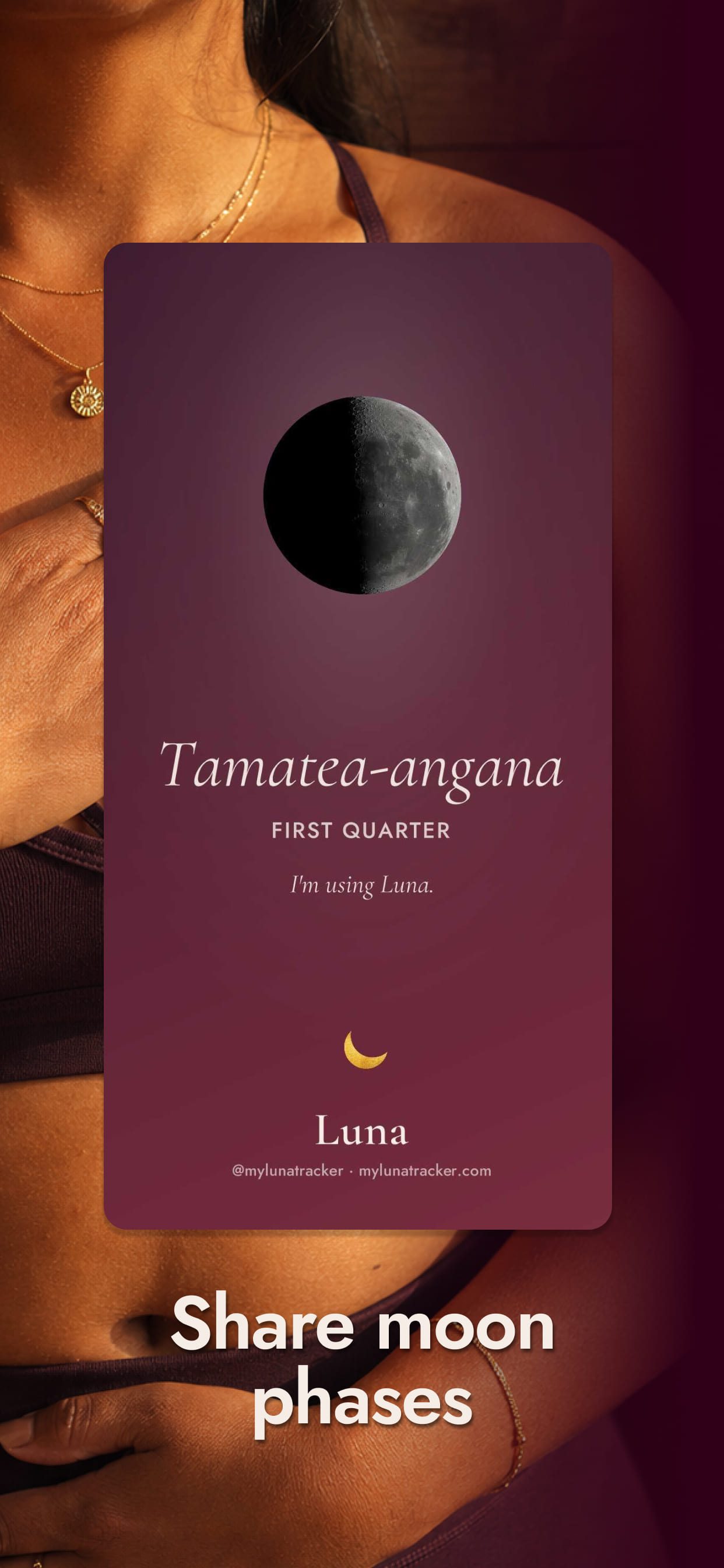 A Luna moon phase share card