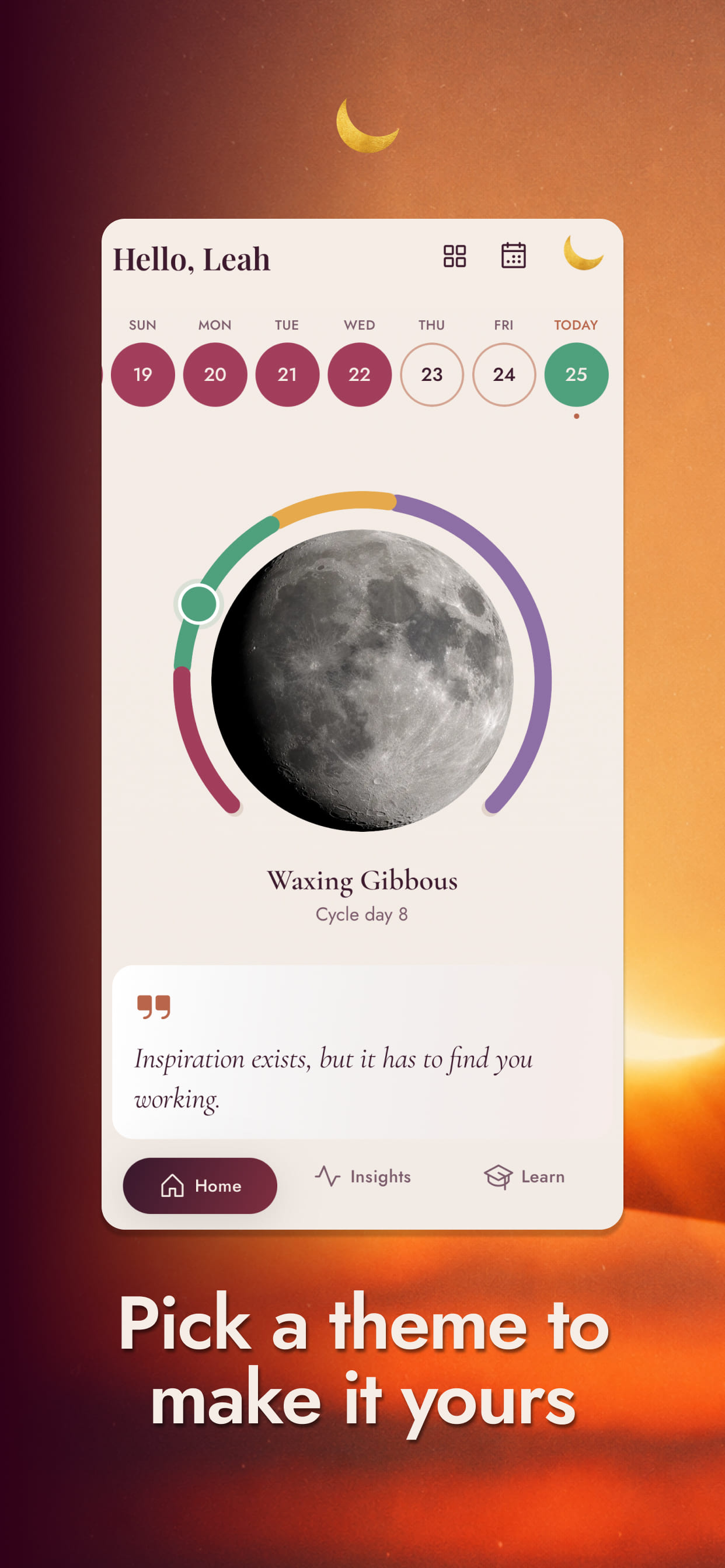 Luna in a light theme - pick a theme to make it yours